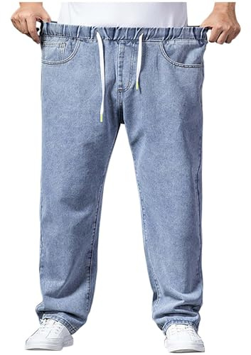 Pantalones Hombre Tallas Grandes,Pantalones Vaqueros Hombre Informales con Cordón y Bolsillos Cintura Elástica Vaqueros Hombre Pierna Recta Pantalon Hombre Basica Pantalon Vaquero Hombre Ofertas