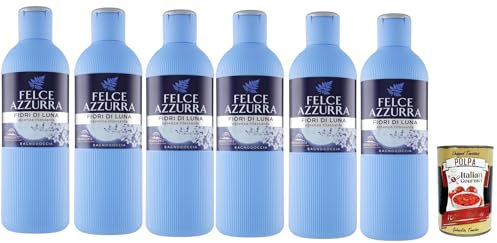 Felce Azzurra Fiori di Luna essenza rilassante Bagnodoccia, Relaxing Schaumbäder Bades bath shower foam 6x 650 ml + Italian Gourmet polpa 400g