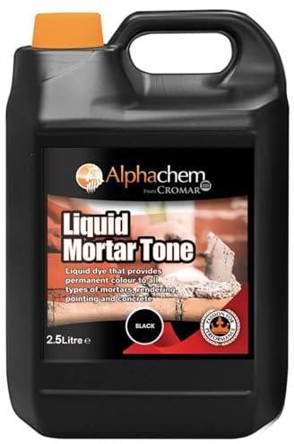 CROMAR AlphaChem Liquid Mortar Tone | Iron Oxide Based Liquid Dye for Permanent Color in Mortar – Rendering – Pointing & Concrete | Black – 2.5KG