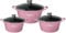 Cecaro Group Tris Casseruole Pentole in Pietra Lavica e Induzione, Misure 20/24/28 cm, Colore Rosa