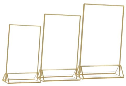 HONMEET 3stücke Transparent Tisch Display Rack Metall Basis Klar Halter Für Shop Mit Stabilem Und Festem Metallsockel Und Stilvoll Geeignet Für Hochzeiten Partys Büro