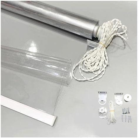 Tapparella avvolgibile pvc,tenda impermeabile finestra bagno,Tende a Rullo PVC Trasparenti for Giardino Esterno,Tenda a Rullo con Catenella Laterale,per Esterni,Pergolati(W160*H350cm/W62.99*H137.79in)