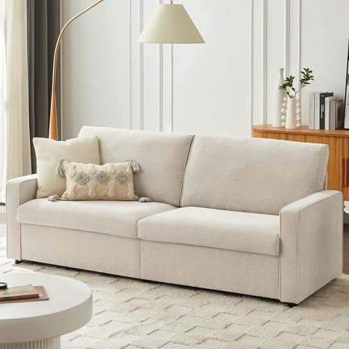 Vipbear 203,2 cm große Sofasofa für Wohnzimmer, Moderne Zweisitzer-Couch, 3-Sitzer-Couch, weiches Leinen, abnehmbares Rücken- und Sofakissen, Bequeme Couch für Schlafzimmer/Büro/Wohnung/Kleiner Raum,