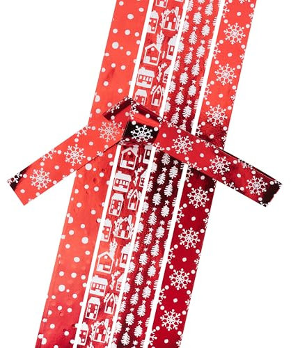 Gebrüder Bertels Papierstreifen Xmas, Rot Metallic, 15 mm breit, 24 Streifen, Weihnachtsdeko, Bastelpapier, Dekostreifen