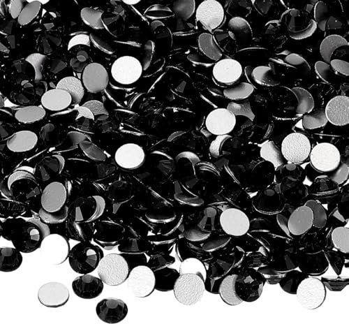 PATIKIL 1600Pcs SS20 Round Flatback Crystal 4.6-4.8mm Glass Rhinestones Gems Diamonds for DIY Crafts Clothes Shoes Nail Art Decoration, Black