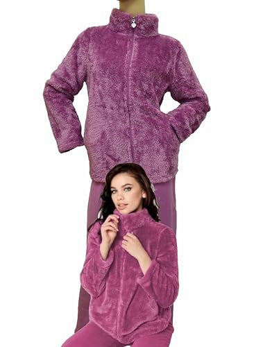 Infiore Pigiama Donna Pile Effetto Coral- Pigiama Donna Pile Morbido - Pigiama Donna Invernale - Pigiama Donna Coral - Pigiama Donna Felpato (651492 Ribes, S)
