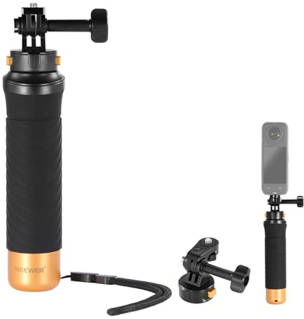 NEEWER Floating Hand Grip for Action Camera with Quick Release Mount, 1/4 Screw, Wrist Strap, Handheld Mount Underwater Handle Stick Accessories Kit Compatible with GoPro Insta360 DJI, GP23
