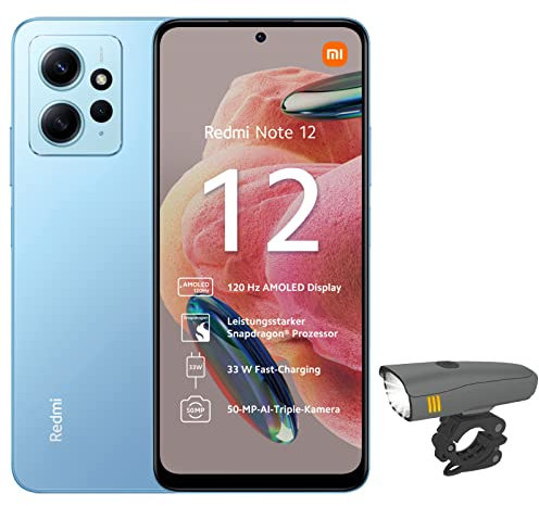 Xiaomi Redmi Note 12 4G Smartphone en Headlight (6,67, AMOLED DotDisplay, 128 GB, 4 GB de RAM, Dual SIM, 120 Hz, Full HD Ice Blue (Reacondicionado)