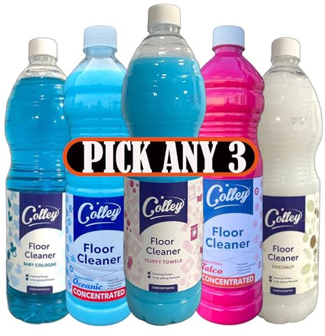 Colley Spanish Floor Cleaner Concentrated 1L-1.5L – Pick Any 3 Scents – Baby Cologne, Oceanic, Fluffy Towels, Talco, Coconut – Powerful Cleaning, Long-Lasting Fragrance