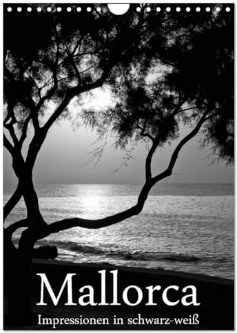 Mallorca Impressionen in schwarz-weiß (Wandkalender 2026 DIN A4 hoch), CALVENDO Monatskalender: Mallorca Kalender in schwarz-weiß (CALVENDO Natur)