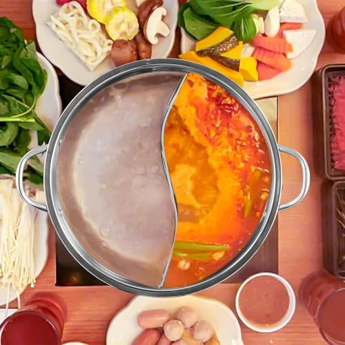 Olla doble dividida de 28 cm compatible con estufas de inducción y gas para reuniones familiares (B)