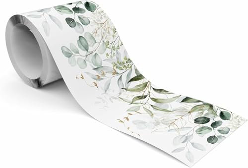 Muralo - Self-Adhesive Border - Wallpaper Border Wall Mural - Decorative Wall Sticker for Walls, Furniture, Ceilings, Wallpaper, Wall Coverings, Doors - Eucalyptus Leaves - Width 10 cm x Height 300 cm