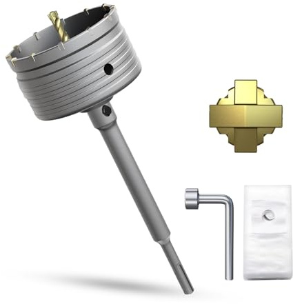 METOTY Couronne de forage creuse - 105 mm - Avec adaptateur SDS Plus - 220 mm - Pour maçonnerie, brique, béton, ciment, pierre