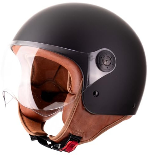 VINZ Duoro Elite Roller Helm Jet Helm Mopedhelm Herren und Damen | in Gr. XS-XXL | Jethelm mit Visier | ECE 22.06 Zertifiziert | Motorradhelm | Erhältlich Matt Schwarz