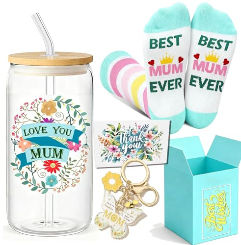 Mum Pamper Gift Set 16oz Tumbler Socks Keychain Birthday Xmas Gifts