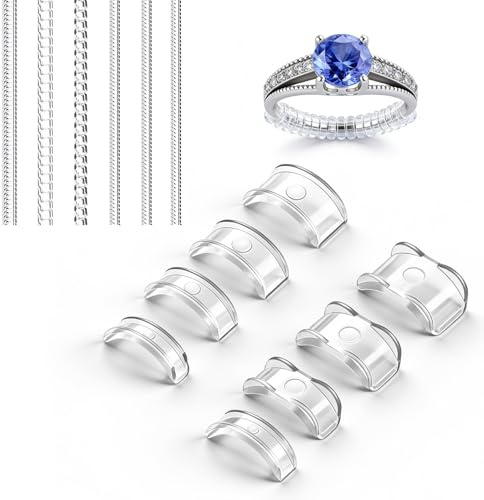 Jasjfasd 14 Stück Ring Verkleinerung Unsichtbar, Ringverkleinerer Unsichtbar Silikon, Ring Size Adjuster, Unsichtbarer Ringgrößenversteller, Ringeinlage Verkleinern für Männer Frauen, Kleiner Machen