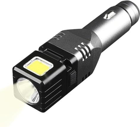 Flashlight for Car | LED High Brightness Torch | Fit 12V/24V Double-Beam Car Charger Flashlight with USB and Type-C Ports - for Travel Mobile Camera Radio Automobile Digital Products