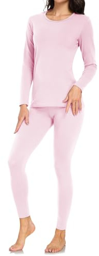 wirarpa Women's Thermal Underwear Set Cotton Base Layer Top & Bottoms | Long Johns For Women, Long Sleeve, Pyjama Bottoms, Lightweight Thermal, Warm
