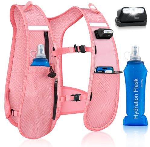 Nextyu Laufweste Damen Herren mit Trinkflasche 500ml, Handytasche & Licht