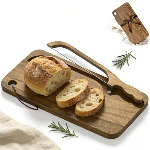 Wnfou Sourdough Bread Board Set, 16 Bread Bow Knife and Cutting Board with Crumb Tray, Magnetic Storage, Ergonomic Design, Perfect for Bagels, Homemade Bread, Ideal Baking Gift for Women
