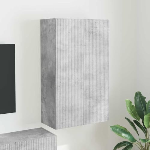 Qnhdfrt TV-Wandschrank Beton Grau 59,5 x 31 x 100 cm Hängendes Sideboard mit 2 Pendeltüren & Regal Modernes Design Robust und platzsparend für Wohnzimmer Schlafzimmer Flur