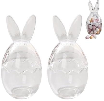Osterhasen Glas-Vorratsdosen, Kaninchen-Ei-Form Klares Süßigkeitenglas mit abnehmbaren Deckeln für Osterschokolade Süßigkeiten Leckereien Keks-Süßigkeiten Geschenk-Eier Tischdekoration, Heimdekoration