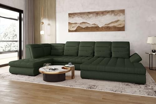 99rooms Toscana Wohnlandschaft Polsterecke Couchgarnitur Velours Vogue Wintermoos Ottomane Rechts, mit Schlaffunktion