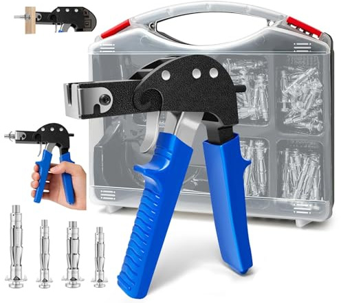 72pc Setting Tool Gun Hollow Cavity Wall Plug Anchor Plasterboard Fixings M4 M5