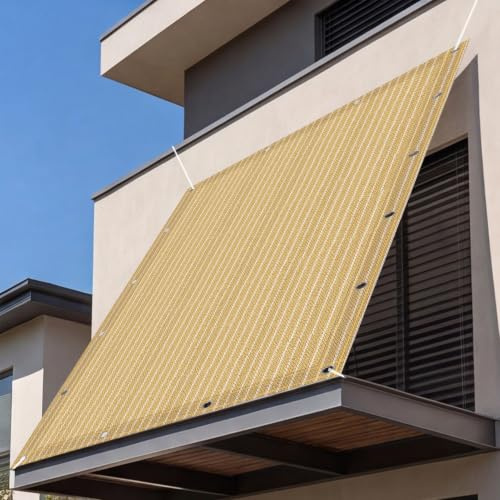 Rete Ombreggiante con Occhielli 60 x 160 cm 90% di Ombreggiatura Rete Ombreggiante da Giardino Proteggere La Privacy per Serra Balconi Patio Pergola, Giallo sabbia