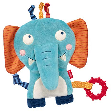 SIGIKID 42520 Aktiv-Schnuffeltuch Elefant PlayQ Mädchen und Jungen Babyspielzeug empfohlen ab Geburt blau