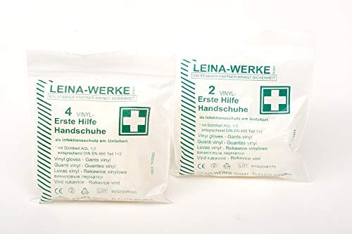 LEINA-WERKE 43014 Erste Hilfe-Handschuhe 100 Vinyl-Handschuhe L 1 Packung