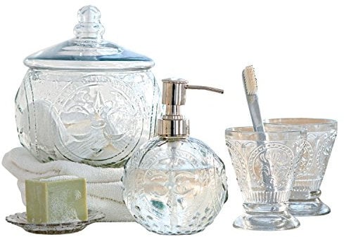 Loberon Set de Bain Luton - Verre, Laiton - H/L/P/D env. 17.5/15 / 15/15 cm - Transparent, Transparent