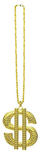 Boland 64305 - Halskette Dollar, Gold, Modeschmuck, Millionär, Gangster, Kostüm, Accessoire, Karneval, Mottoparty