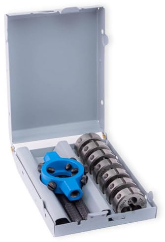 Set di matrici GSR Profi HSS, 8 pezzi, portamatrici 25x9 e matrici M3-M12, pretagliate forma B, per filettature metriche, filettature esterne, con cartuccia in acciaio