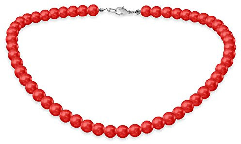 Soul-Cats Eine süße Kette Perlenkette Perlen viele Farben XXL kurz pink blau Creme, Farbe: rot;Kettenlänge: 42 cm