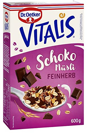 Dr. Oetker Vitalis Schoko Müsli feinherb: Frühstücksmüsli mit feinherber Zartbitter-Schokolade, 1er Packung, 600g