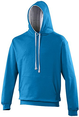 AWDis Men's Varsity Hoodie, Multicoloured (Sapphire Blue/Heather Grey), Large