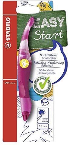 Ergonomischer Tintenroller für Linkshänder - STABILO EASYoriginal Marbled Colors Edition in beere - Schreibfarbe blau (löschbar) - inklusive Patrone