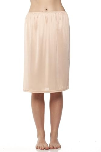 Camille Womens Ladies Beige 24'' Half Length Cling Resistant Under Skirt Slip