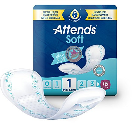 Attends Soft 1 Mini Long (200ml) 16 Pack Incontinence Protection