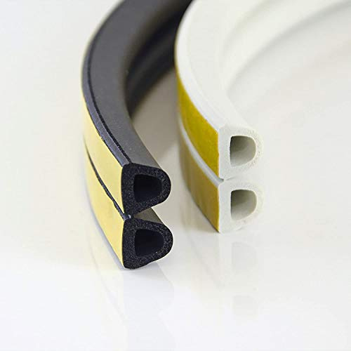DQ-PP Fensterdichtung | 1 Meter | Schwarz | selbstklebend | Profil D 10x12 Millimeter | Dichtband Dichtungsband | klebend Isolierband Klebedichtung Gummi Fensterdichtband