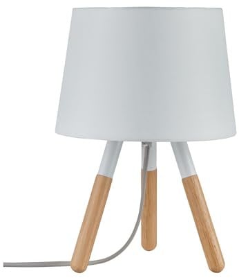 Paulmann 79646 Neordic Berit Tischleuchte max.1x20W E27 Weiß/Holz 230V Stoff/Holz/Metall