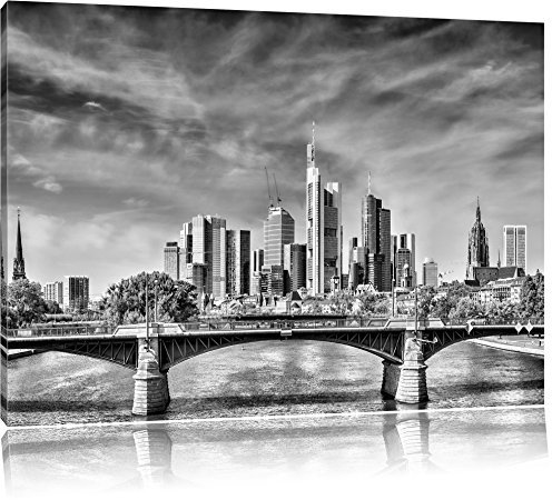 Pixxprint Skyline von Frankfurt am Main, Größe: 100x70cm, Leinwandbild, fertig gespannt, Wandbild, Dekoration, Kunstdruck, kein Poster