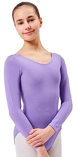 tanzmuster Ballettanzug Mädchen Langarm - Lilly - (Größe 92-170) aus Baumwolle, Ballettbody Kinder Ballett Trikot