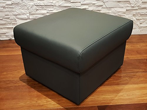 Quattro Meble Dunkelgrau Echtleder Hocker aufklappbar mit Stauraum Sitzhocker Rindsleder Sitzwürfel 60x55 Fußhocker Polsterhocker Echt Leder Puff