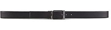 Armani Exchange Herren Leather Belt with Plaque Gürtel, Black, Einheitsgröße