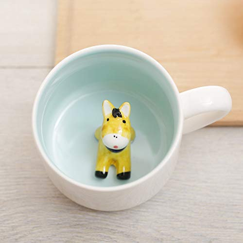 Hotmiss 3D Cartoon Miniatur Tier Kaffeetasse Tasse mit Baby Esel Innen - Tierliebhaber Teetassen für Frauen Mädchen (Kleiner Esel)