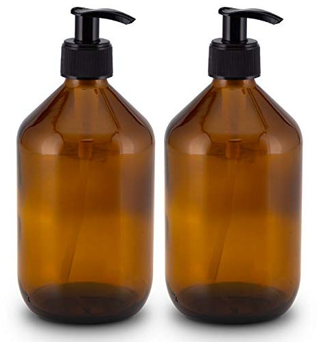 Lifestyle Lover Seifenspender aus Braunglas, Bernsteinfarben für Seife Spüli Shampoo Lotionen Braun Glas 2X 500ml
