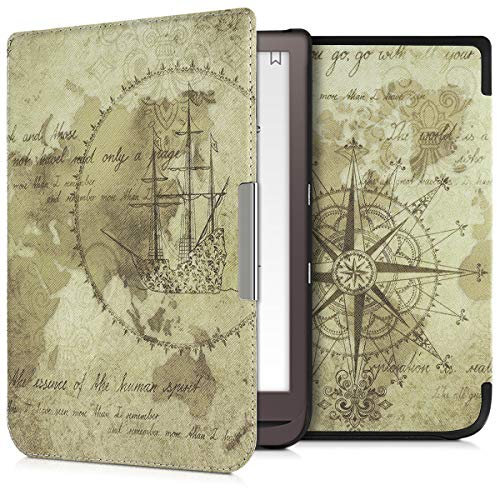 kwmobile Étui Compatible avec Pocketbook InkPad 3/3 Pro/Color/Vivlio InkPad 3 Coque - Étui à Rabat magnétique Tablette eReader Similicuir - Marron-Marron Clair