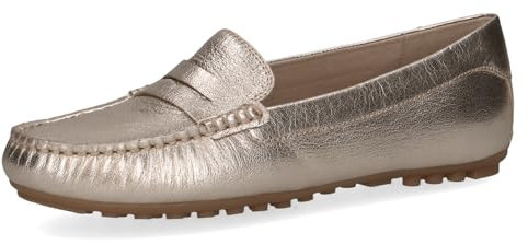 CAPRICE Damen Mokassins aus Leder Elegant, Metallisch (Platin Metal.), 38 EU